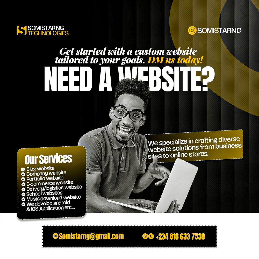KellySignatures's tweet photo. Websites. Integrations. Mobile Apps.
SomiStar Technologies brings your digital ideas to life.
Swipe through 👉 Carousel Designs, What's your take on this ?
#WebDevelopment #AppDevelopment #TechSolutions #SomiStarTech #DigitalGrowth https://t.co/OAUpTP9aci