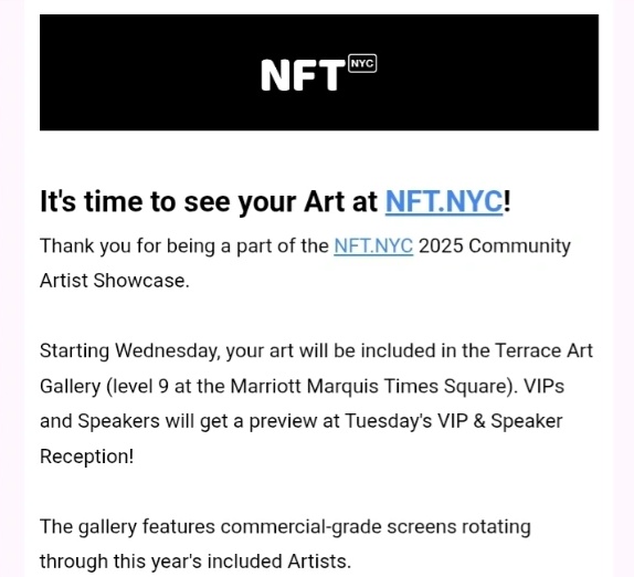 Yep...we are still here again!
Thanks <a href="/NFT_NYC/">NFT.NYC</a> for having us!
If there is anyone in there .... pls let me know bcs I want some pics of my artwork 😭🤣❤️‍🔥
#nftnyc2025