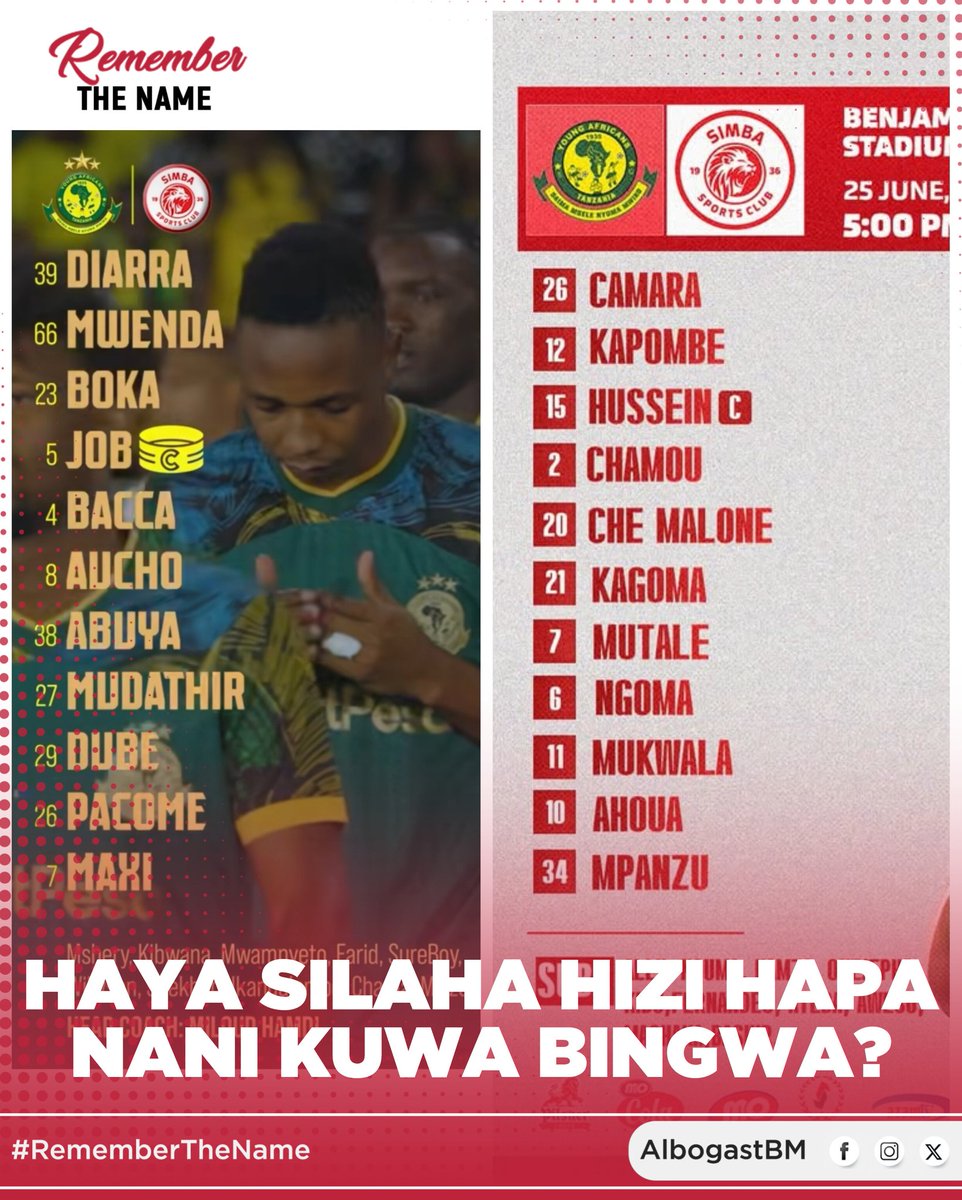 albogastbm's tweet image. Vikosi vya wabane wa soka nchini Wananchi na WenyeNchi hivi hapa.
Kwa vikosi hivi nani bingwa wa Ligi Kuu 2025?
#RememberTheName