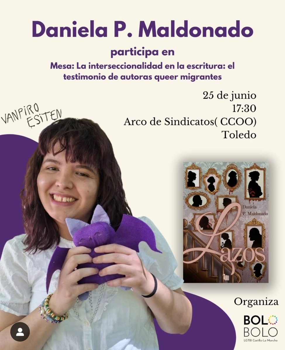 ¡Último recordatorio! Esta tarde participo en una charla sobre interseccionalidas queer/migrante en la literatura en la sede de Comisiones Obreras de Toledo a las 17:30.