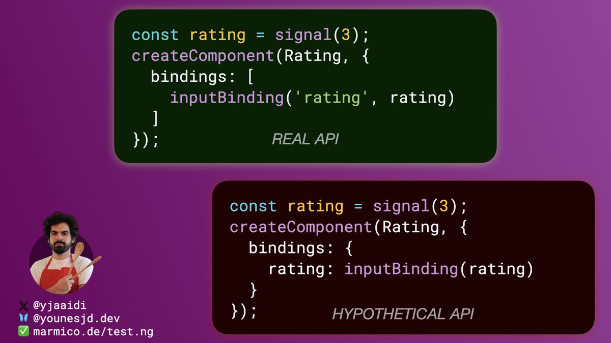 yjaaidi's tweet image. Wondering why the new dynamic `bindings` option in #Angular is an array instead of an object literal?
One reason is that some minifiers (Google's Closure, I guess) mangle property names.
The number of things the Angular team has to think of is fascinating π€―
Thx @_crisbeto