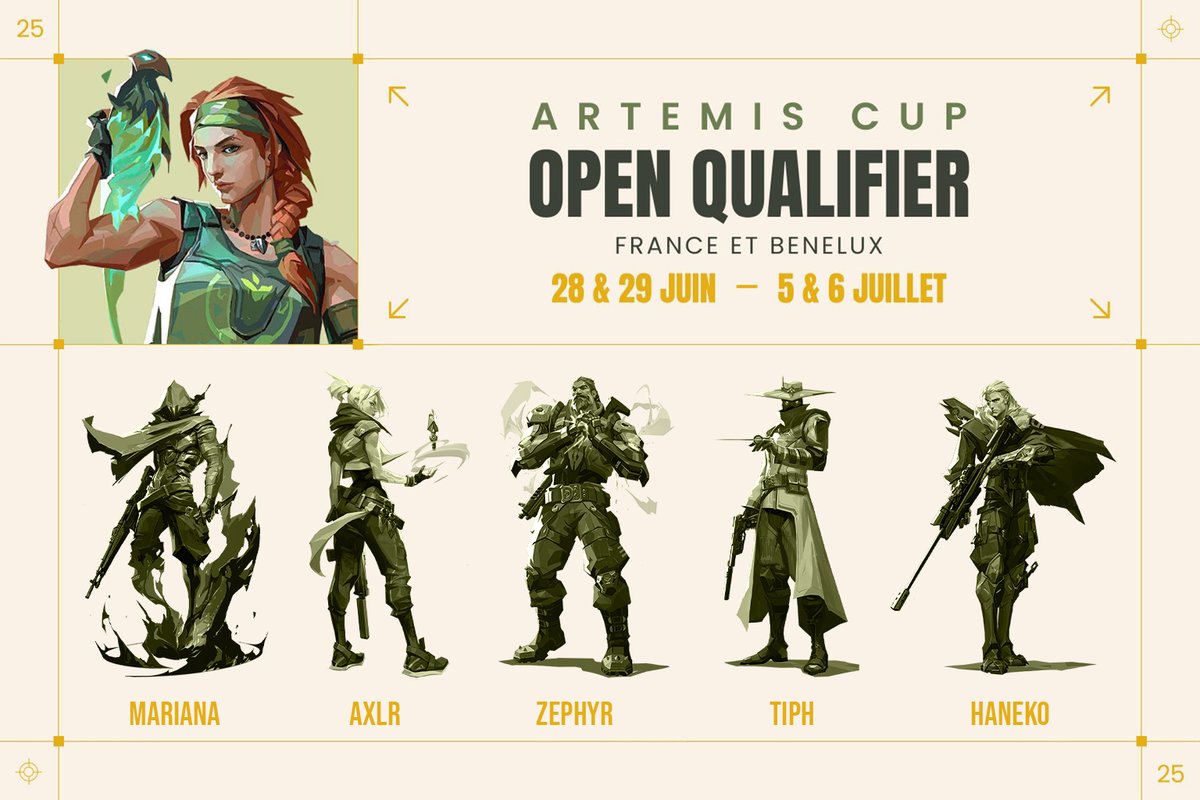 🏎️ | Valorant

Ce week-end c'est l'OPEN QUALIFIER de la ARTEMIS CUP pour notre équipe Valorant GameChanger !

Rendez-vous dès demain, en forme 🫡

🧠<a href="/Acelelelel/">Ace</a>
👥<a href="/KyohiVLR/">Kyohi 🦋</a> (SUB)

👤<a href="/Zephyr__06/">Zephyr</a>
👤<a href="/axelerationvlr/">axelerafion</a> 
👤@Phoutiii
👤<a href="/HanekoFr/">HanekoFr</a> 
👤<a href="/hwrrid/">ً</a>

⚫️#UnisParLaPassion #DGTWIN