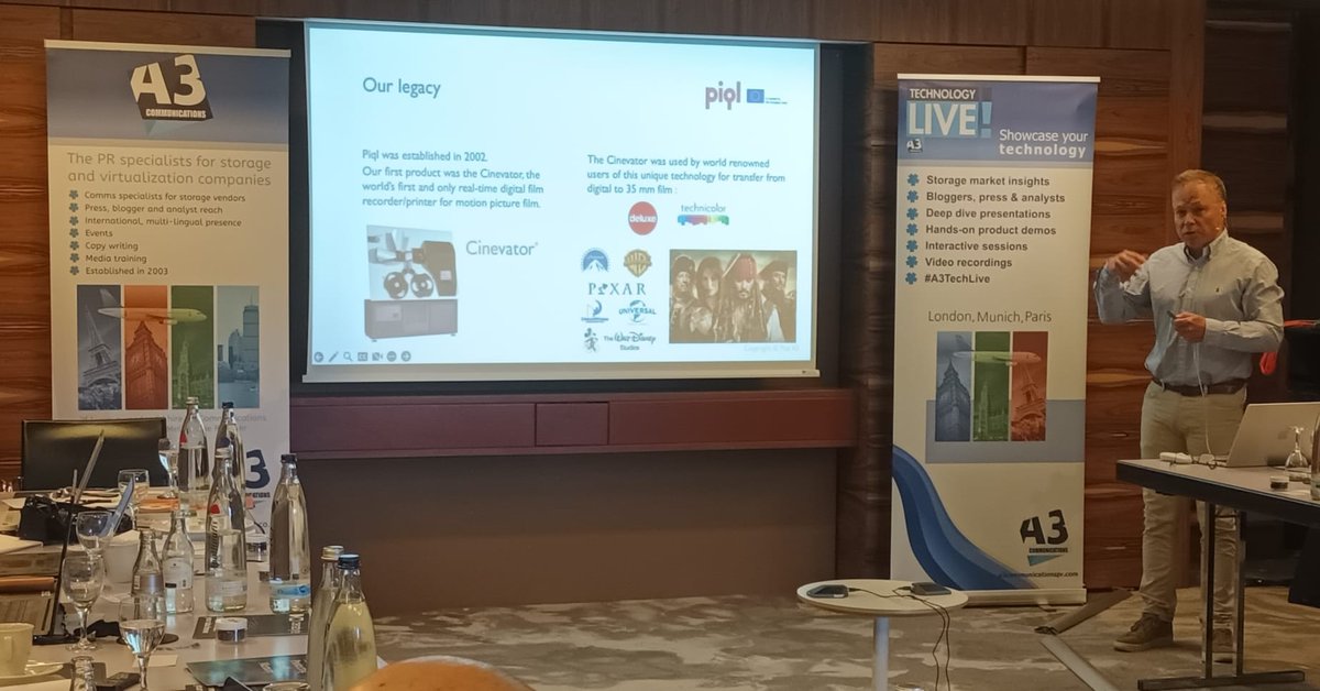 A3Comms's tweet photo. Now presenting at Technology Live!: @piqlFilm introduces a radically durable solution for tamper-proof, ultra-long-term #DataPreservation.#DataStorage #A3TechLive #StoragePRSpecialists  #A3TechLive https://t.co/qOIR6e6SdG