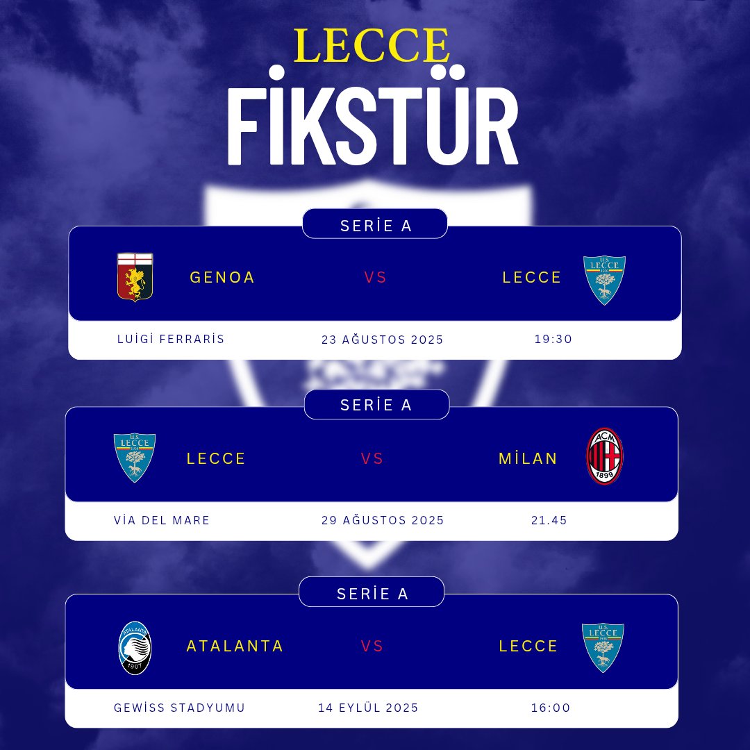 🥂 Takımımızın bu sezon Serie A'da oynayacağı ilk üç maçın tarih ve saatleri belli oldu.

#SerieA