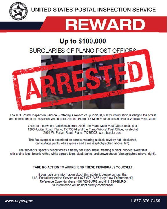 Great work by the case agent to solve two burglaries quickly and arrest the five individuals involved!