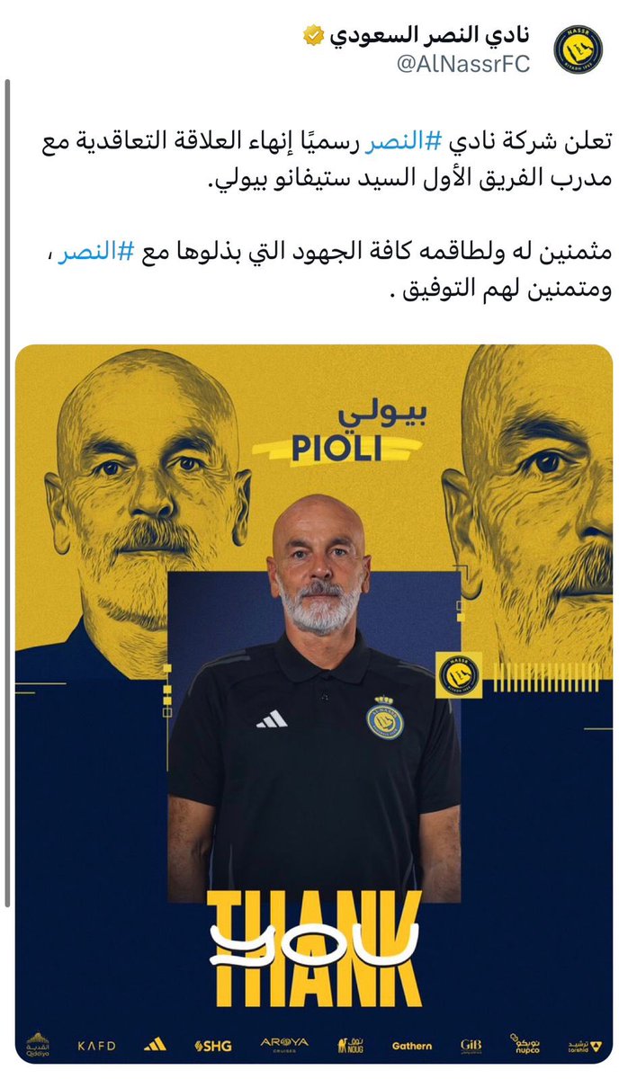 fahdalruqi's tweet photo. هناك أخبار سابقة تشير إلى أن إقالة بيولي مع جهازه المساعد ستكلف حوالي 50 مليون ريال 

هل تنازل عنها كما تنازل أحمد موسى ( على حسب هبدهم ) ؟ 

انتظروا صفقات مهولة قادمة فالمال لا يعيقهم في إلغاء العقود و العقود الجديدة 

القاعدة الثابتة ان النصر هو ( الأكثر صرفا ) والأقل منجزا https://t.co/JxuDLvRLOo