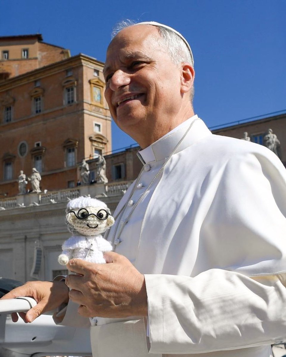 CatholicCassie's tweet photo. Pope Leo XIV caught another plushie https://t.co/QX1NOFeg6O