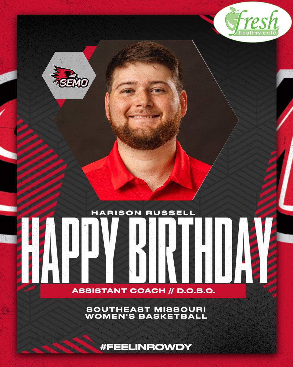 SEMO Women’s Basketball (@officialsemowbb) on Twitter photo OUR GUY, HARISON 🗣️ 🎉 
Happy Birthday to Assistant Coach/Director of Basketball Operations, HARISON 😤 💪 🏀 
If you see him around today make sure you show him some love‼️🔌 ⚔️ 
#FeelinRowdy x #SwordsUp OUR GUY, HARISON 🗣️ 🎉 
Happy Birthday to Assistant Coach/Director of Basketball Operations, HARISON 😤 💪 🏀 
If you see him around today make sure you show him some love‼️🔌 ⚔️ 
#FeelinRowdy x #SwordsUp