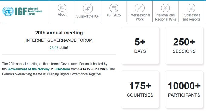 usuariosdigital's tweet photo. #IGF2025 Día 2
20ma reunión sobre Gobernanza de Internet @intgovforum, del 23 al 27 de junio en Lillestrøm, Noruega  

Programa https://t.co/8knzc63OYj
Stream https://t.co/m8FInUi9Om https://t.co/rjFmOzHOOa