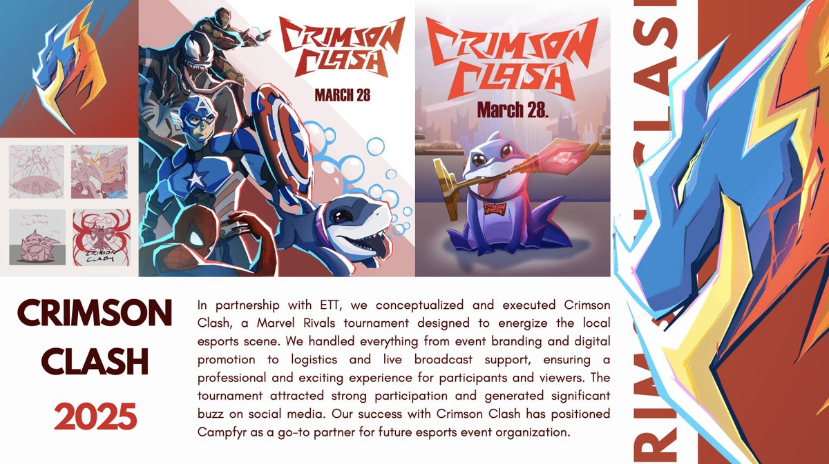 MCZ - Web Solutions (@mczws) on Twitter photo Starting off the year with Crimson Clash!
From bold branding, raising big prize pools, we powered <a href="/MarvelRivals/">Marvel Rivals</a> biggest tournament based out of the Netherlands so far.
Every detail drawn by hand to perfection; by our artists at Campfyr for the ultimate esports experience. Starting off the year with Crimson Clash!
From bold branding, raising big prize pools, we powered <a href="/MarvelRivals/">Marvel Rivals</a> biggest tournament based out of the Netherlands so far.
Every detail drawn by hand to perfection; by our artists at Campfyr for the ultimate esports experience.