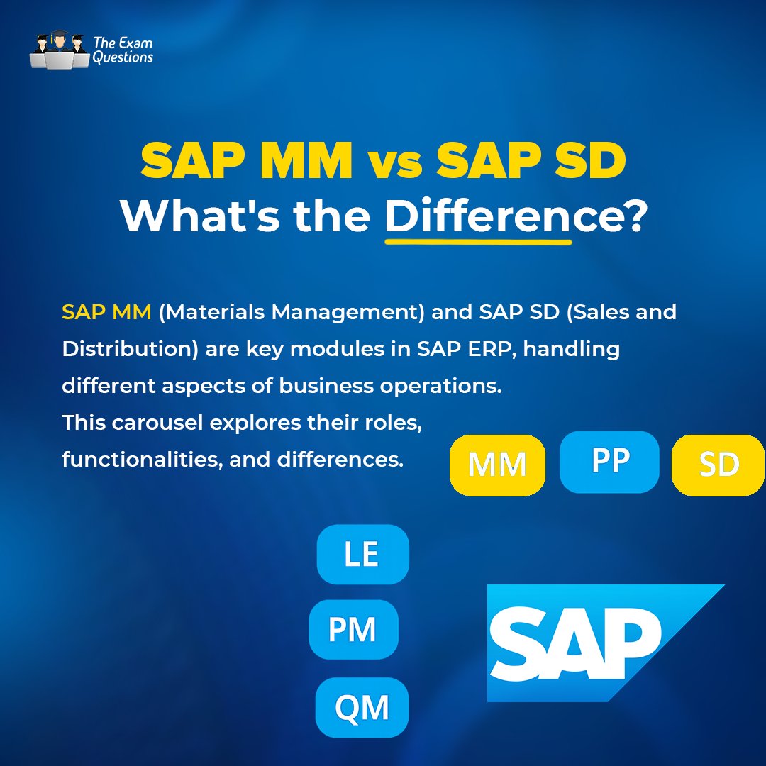 Thexamquestion's tweet image. SAP MM vs SD – What’s the difference? 🤔
MM = Procurement & inventory 📦
SD = Sales, billing & delivery 🧾
Both are core SAP modules—know where your skills fit best!
Visit more: theexamquestions.com
#SAPMM #SAPSD #SAPModules #SAPCareer #ERP #SAPTraining