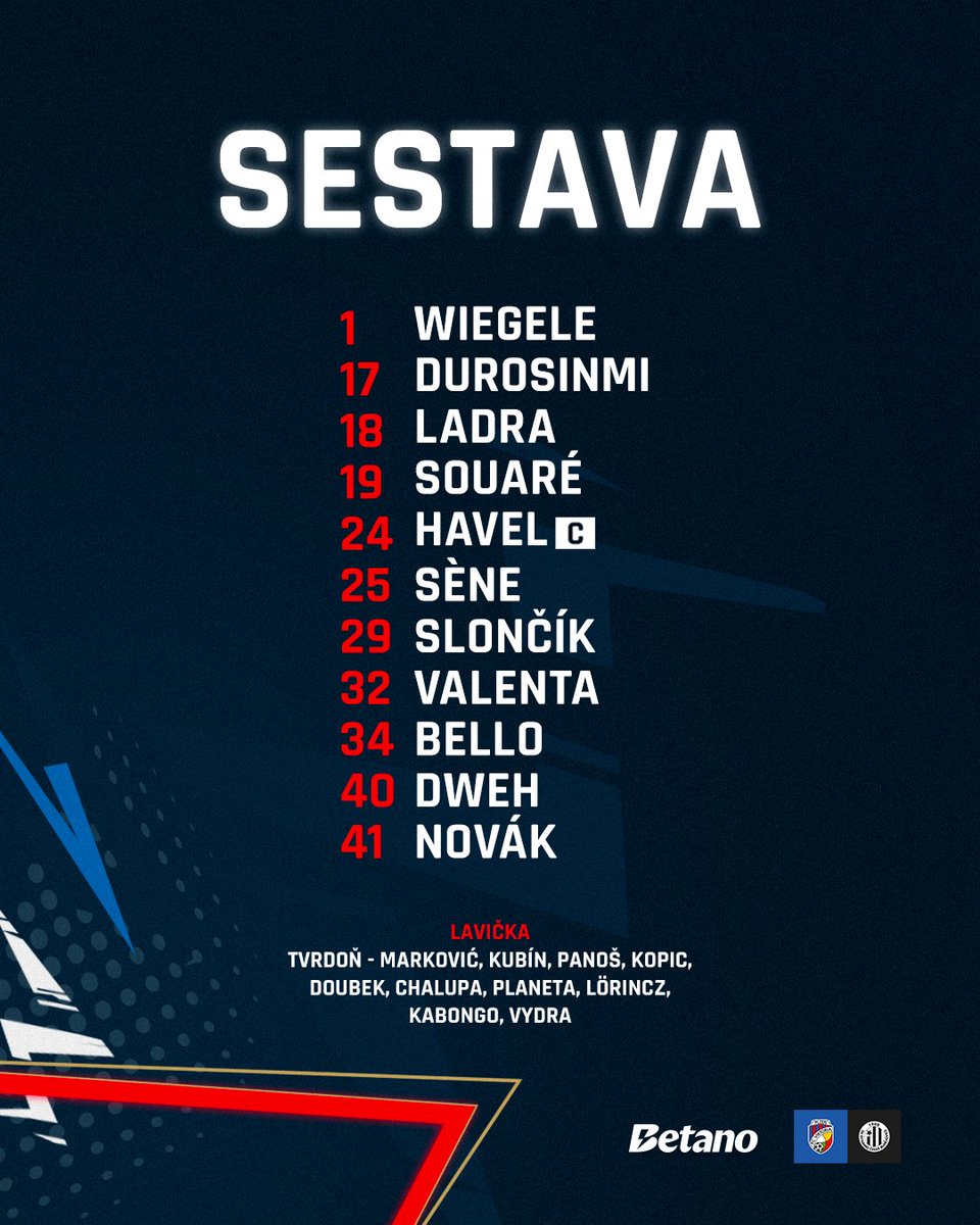ZÁKLADNÍ 1️⃣1️⃣

Do zápasu s Českými Budějovicemi nastoupí tato sestava 👥
Začínáme v 16:30 🕟