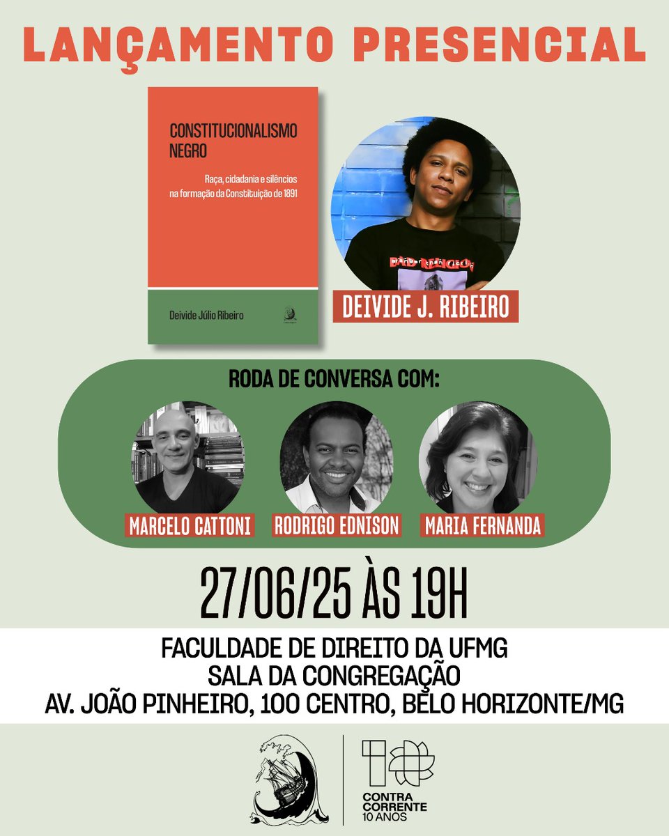 deividejribeiro's tweet photo. Muito tempo sem postar por aqui, mas venho com notícia boa!

Nesta sexta-feira, dia 25/06, às 19h, na Faculdade de Direito da UFMG, acontecerá o lançamento do meu livro: Constitucionalismo Negro: raça, cidadania e silêncios na formação da Constituição de 1891", + https://t.co/v6hDBW0Id7
