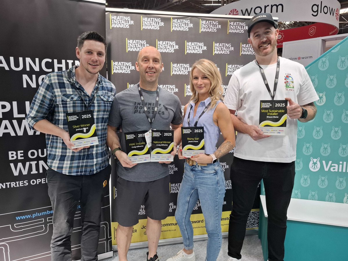 Stelrad Radiators (@stelrad) on Twitter photo A huge congratulations to all of this year’s winners of the <a href="/HIAwards/">Heating Installer Awards 2026</a> 2025! 🎉 👏
🏆 National Winner- Craig Gilhome
🏅 National Silver Runner-Up - Joshua Bond
🏆 Sustainability Winner - Shaun Bone
🏆 Rising Star - Jessica Rose
🏆 HVAC Winner - Craig Gilhome
#hiawards2025 A huge congratulations to all of this year’s winners of the <a href="/HIAwards/">Heating Installer Awards 2026</a> 2025! 🎉 👏
🏆 National Winner- Craig Gilhome
🏅 National Silver Runner-Up - Joshua Bond
🏆 Sustainability Winner - Shaun Bone
🏆 Rising Star - Jessica Rose
🏆 HVAC Winner - Craig Gilhome
#hiawards2025