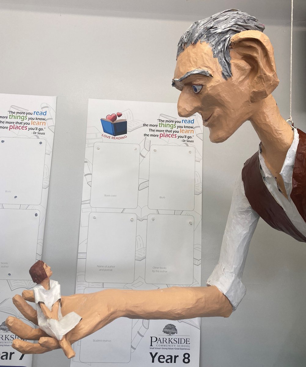 Our Awesome Art Club's incredible work has brought the BFG and Sophie to life in our library! It took many hours, but the results speak for themselves. Congratulations to everyone involved!