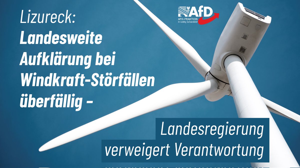 Am 05. Juni stellte die #AfD-Fraktion eine Dringliche #Anfrage zu Störfällen bei #Windkraftanlagen in Sachsen-Anhalt. Kurz darauf kam es im Coswiger Ortsteil Thießen zu einem Vorfall, bei dem offenbar Glasfaserpartikel aus einer Anlage freigesetzt wurden. Anwohner berichteten