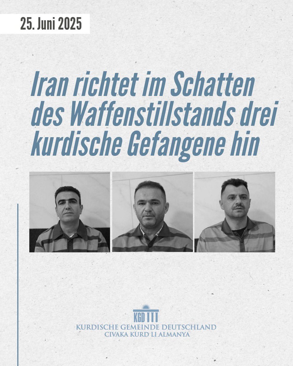Was sagen eigentlich all die vielen plötzlich aus dem Boden geschossenen “Völkerrechtler” zu den Hinrichtungen von Kurden im Iran? Gilt bei euch das Völkerrecht nur GEGEN Israel und nicht FÜR Menschen in Not? 
Das ist schon keine Heuchelei, sondern indirekte Beihilfe zum Mord.