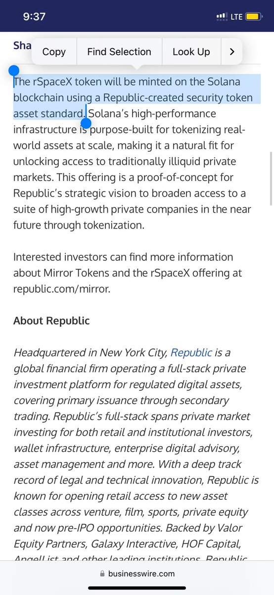 New: Republic issues rSpaceX, a <a href="/solana/">Solana</a> token meant to mirror the “the performance of SpaceX shares in the event of a potential future IPO, acquisition, or other liquidity event.”

It’s not affiliated with SpaceX but aims to offer exposure to the private company’s equity.