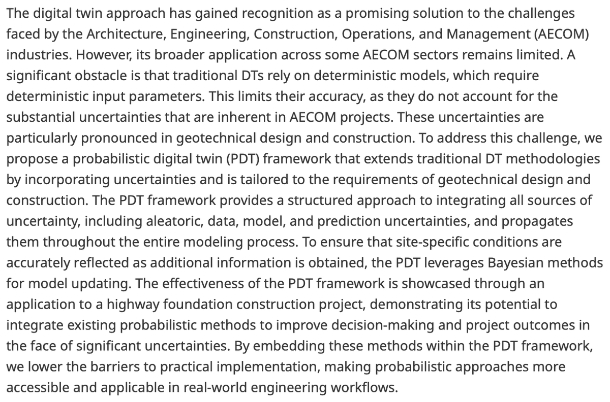 DCE_Journal's tweet image. New article!
Probabilistic digital twins for geotechnical design and construction
👉 bit.ly/44v7McC
By Dafydd Cotoarbă, Daniel Straub & Ian F.C. Smith (@TU_Muenchen)
#digitaltwins #BayesianNetwork #probabilisticdigitaltwin #Design #Construction