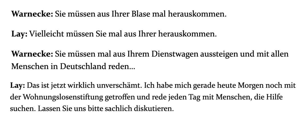 Caren Lay (@carenlay) on Twitter photo Ich habe für <a href="/derspiegel/">DER SPIEGEL</a> versucht, ein konstruktives Gespräch mit "Haus und Grund"-Chef Warnecke zu führen… Schwierige Nummer.
Das ganze Interview mit mir, ihm und Ministerin Hubertz findet ihr hier: spiegel.de/politik/deutsc… Ich habe für <a href="/derspiegel/">DER SPIEGEL</a> versucht, ein konstruktives Gespräch mit "Haus und Grund"-Chef Warnecke zu führen… Schwierige Nummer.
Das ganze Interview mit mir, ihm und Ministerin Hubertz findet ihr hier: spiegel.de/politik/deutsc…