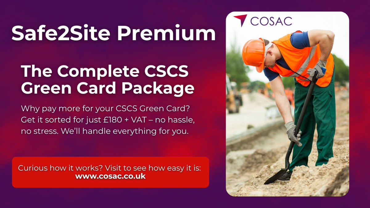 No card, no site. Don’t get stuck.

We’ll sort your CSCS Green Card from start to finish for just £180 + VAT.

No hassle. No stress. Just COSAC.

🎯 cosac.co.uk

#CSCS #CITB #CSCSGreenCard #ConstructionUK #Safe2Site #Engineers #constructionworker #constructionlife