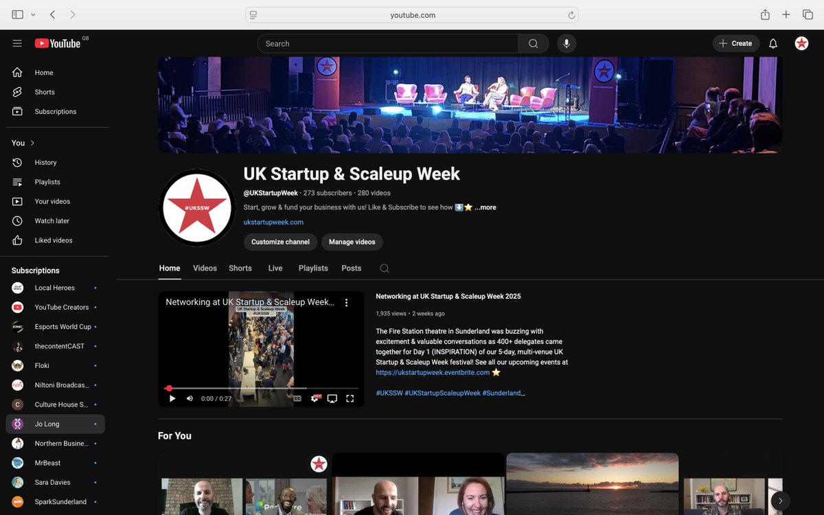 Got a Gmail account? Do me a favour &amp; Subscribe to our UK Startup &amp; Scaleup Week YouTube Channel at youtube.com/@ukstartupweek 🙏⭐️