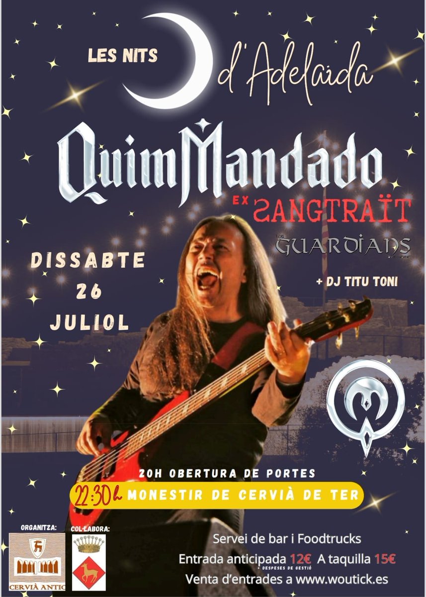 Festival Les Nits d'Adelaida presenta...
Quim Mandado en concert!!
Als jardins del Monestir, el 26 de juliol a les 22:30h
Entardes a woutick. es