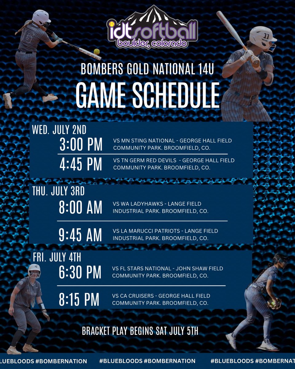Colorado schedule 🥎 Bombers Gold National 14U softball 🥎 #BombersNation
