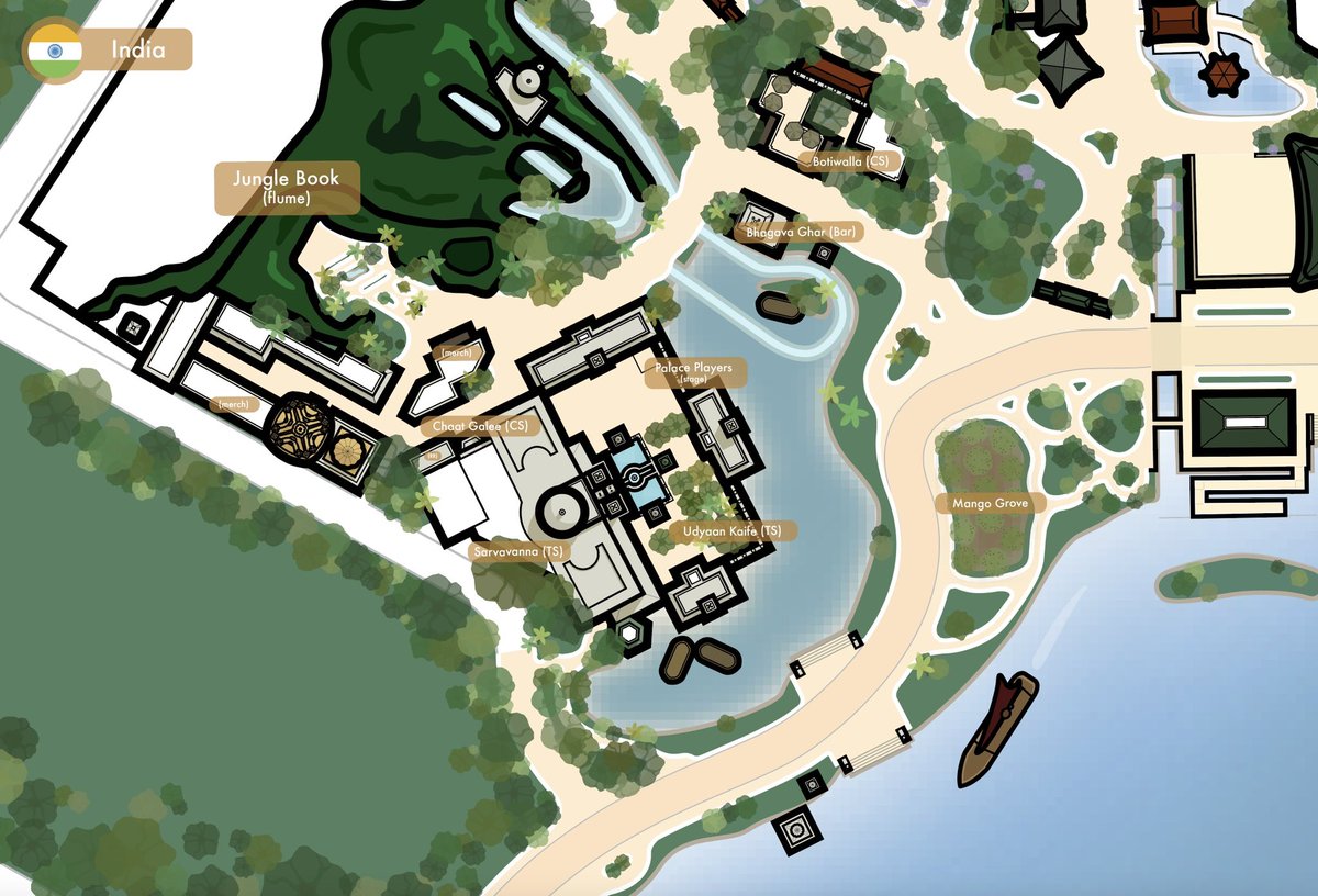 longjaredw's tweet image. As we follow the coast, grand steps descend into the water beside monument-like forms. Beyond the canopy of treetops, an onion-shaped white dome rises into view. Our next destination: India.

#ShanghaiDisneyResort #EpcotCenter
#WorldShowcase #India