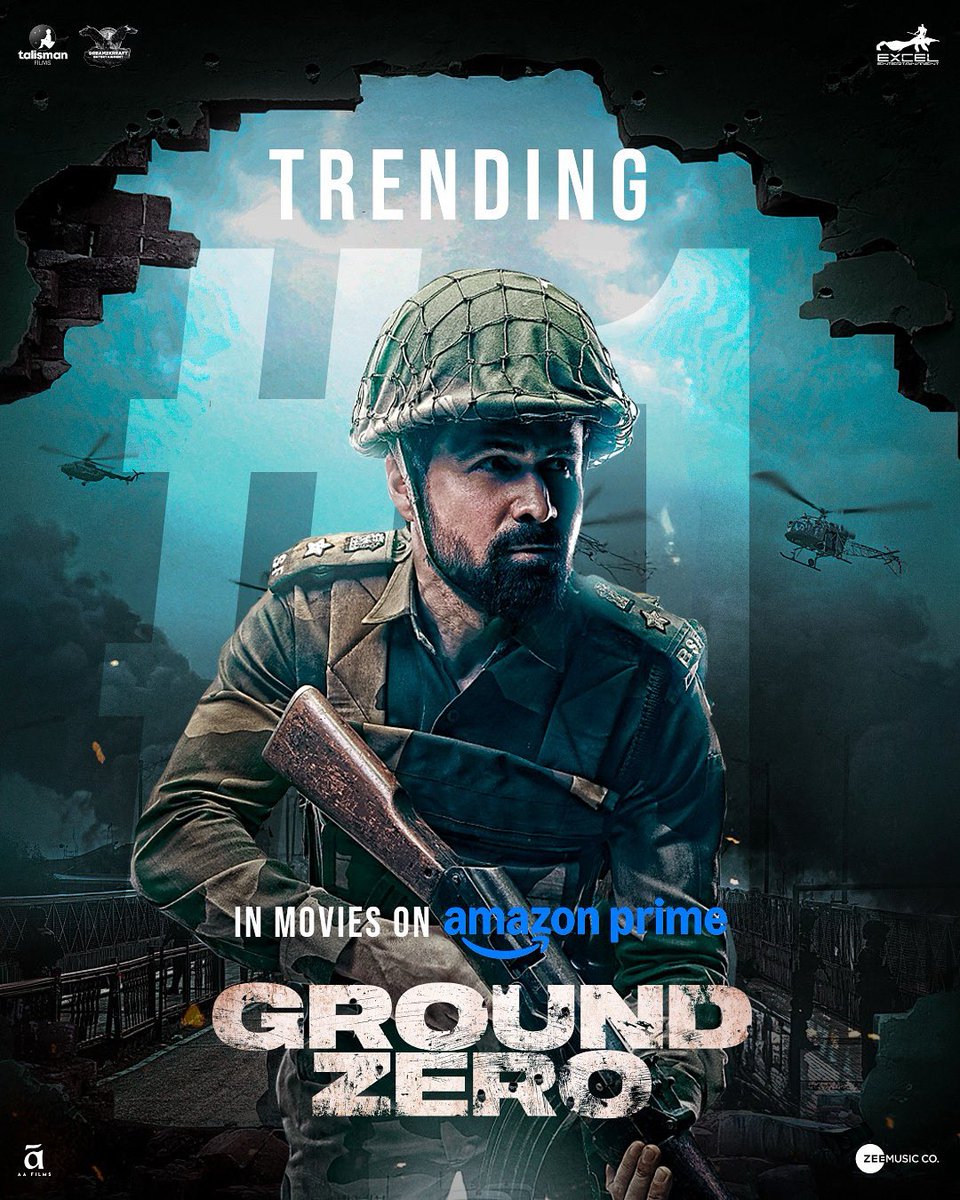 Ground Zero is now trending at #1 in movies on Prime Video. Watch now. @primevideoin 

<a href="/SaieTamhankar/">Sai</a> <a href="/zyhssn/">Zoya Hussain</a> <a href="/rdeepakparamesh/">Deepak Paramesh</a> #LalitPrabhakar #RockeyRaina <a href="/tejasdeoskar/">Tejas Prabha Vijay Deoskar 🇮🇳</a> <a href="/ritesh_sid/">Ritesh Sidhwani</a> <a href="/FarOutAkhtar/">Farhan Akhtar</a> <a href="/sanchit421/">Sanchit Gupta</a> <a href="/iampriyadarshee/">Priyadarshee</a> @J10kassim <a href="/vishalrr/">Vishal Ramchandani</a> #SundeepSidhwani