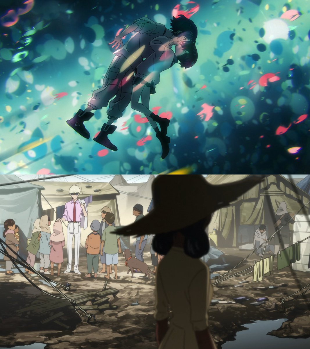 GhostlyOcam's tweet image. Fucked me up how GQuX ends with young Newtypes reveling in their newfound mutual love mere moments before space and time separate them, while the older couple can finally settle down together after slipping through each others&apos; fingers and suffering in many lifetimes.