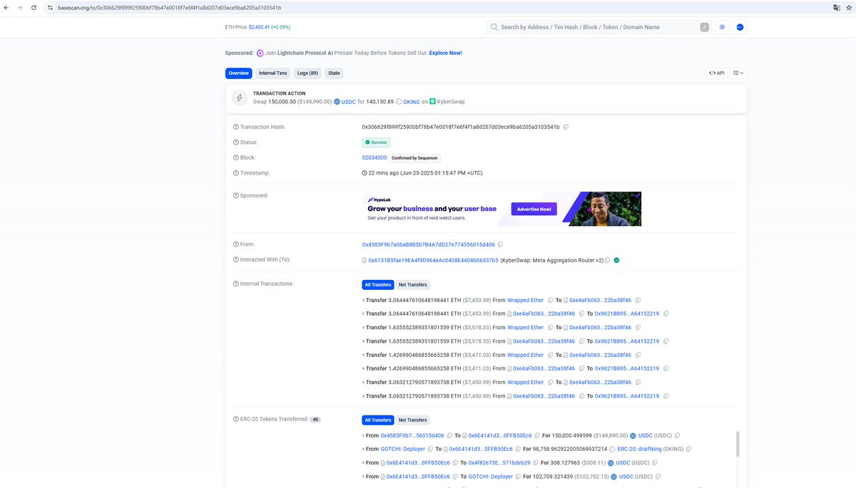 CryptoBaller6's tweet image. I think someone just bought $150.000 of $DKING in one go. 

LMAO

basescan.org/tx/0x306629f89…