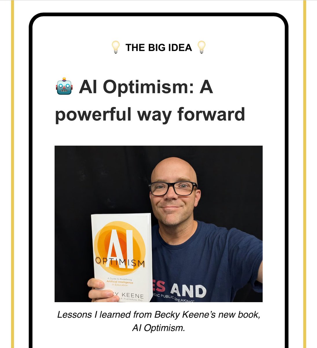Becky Keene 🦋 (@beckykeene) on Twitter photo Wow! Thanks <a href="/DitchThatTxtbk/">Ditch That Textbook</a> for the amazing review and endorsement of #AIOptimism in your newsletter today! #dbcincbooks ⭐️ bit.ly/AIOptimism Wow! Thanks <a href="/DitchThatTxtbk/">Ditch That Textbook</a> for the amazing review and endorsement of #AIOptimism in your newsletter today! #dbcincbooks ⭐️ bit.ly/AIOptimism