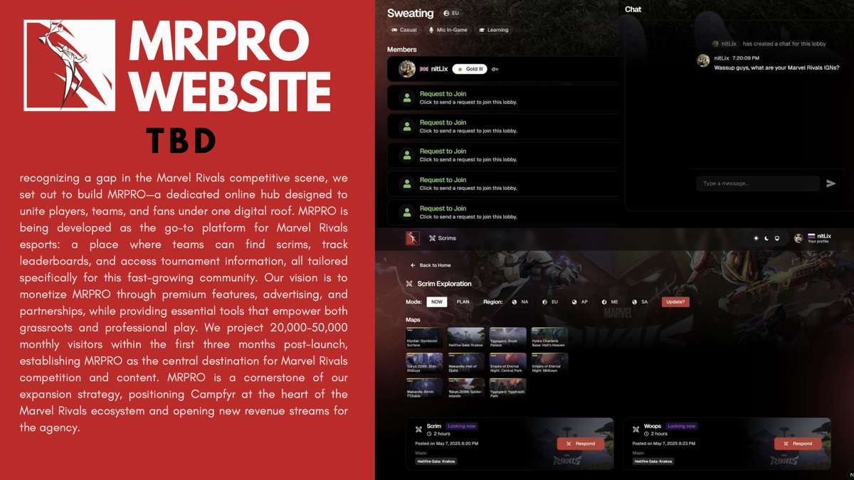 Introducing MRPRO: the all-in-one hub for Marvel Rivals esports, launching very soon.

Built by CAMPFYR &amp; <a href="/MR_ProLeague/">Marvel Rivals Pro League</a>, MRPRO connects teams, players, and fans; offering scrims, leaderboards, and so much more, all under one digital roof. 

Get ready a better MR ecosystem.