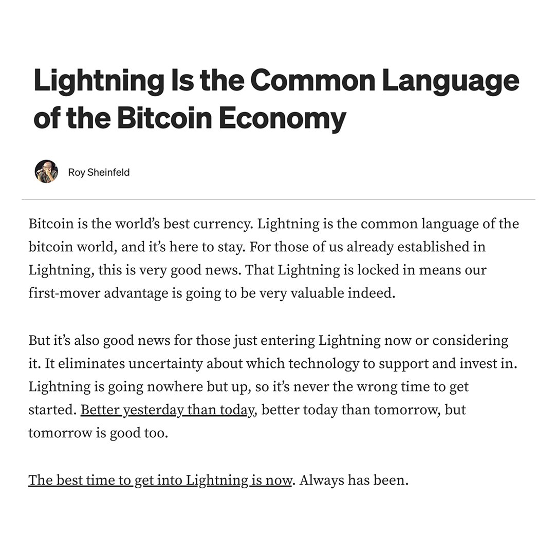 Lightning is the common language of the Bitcoin economy 🎯