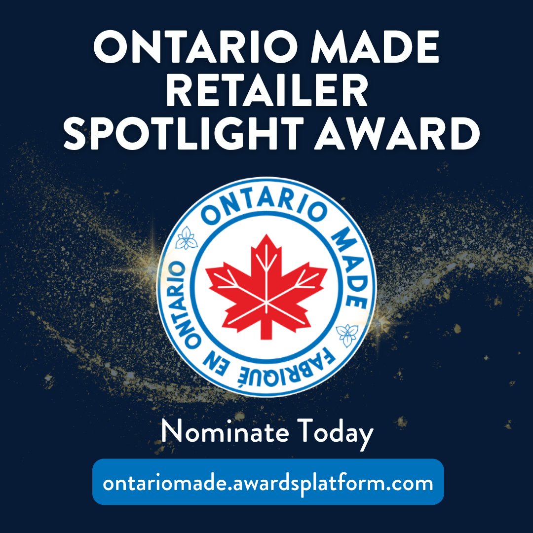 If your store proudly features and promotes #OntarioMade products, the Retailer Spotlight Award is your opportunity to celebrate that commitment.

It’s a simple process and great way to get the recognition your business has earned! 

Nomitate today: ontariomade.awardsplatform.com