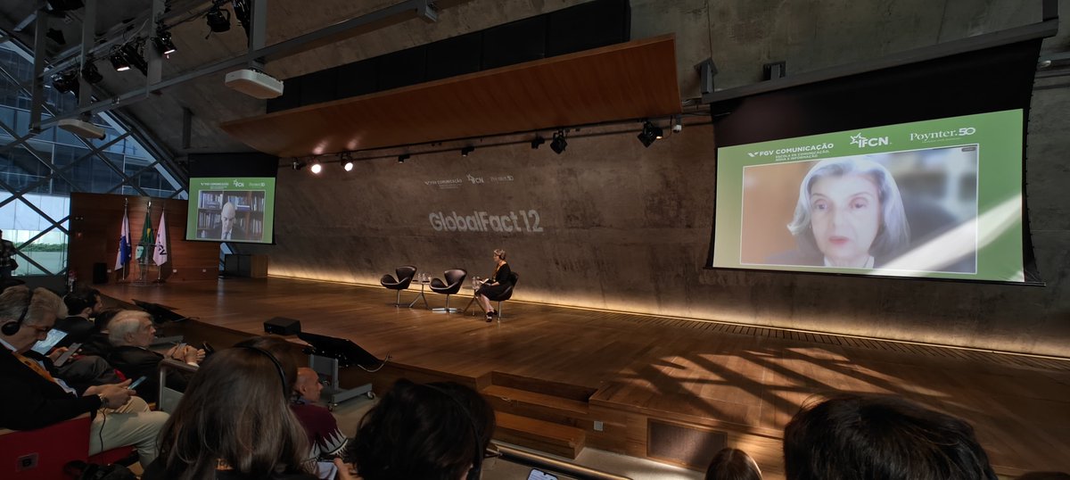Justice Cármen Lúcia, a Brazilian jurist, currently Justice of the Supreme Federal Court (STF) and President of the Superior Electoral Court (TSE), addresses the fact-checkers at Global Fact 12 in Rio de Janeiro.