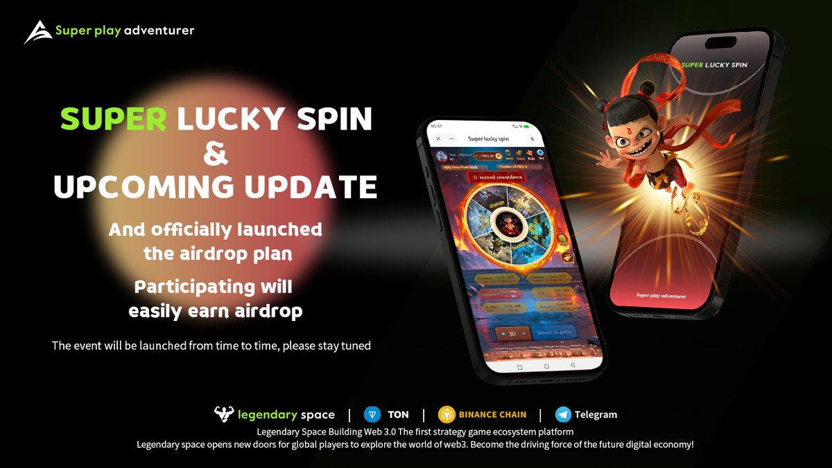 super lucky spin is about to receive a new update where player stats will become clearer and also, based on this update, we will officially launch the airdrop program.😉😉😉
Yes, you can get airdrop based on your participation.
Events will be rolled out from time to time⚡️⚡️
so
