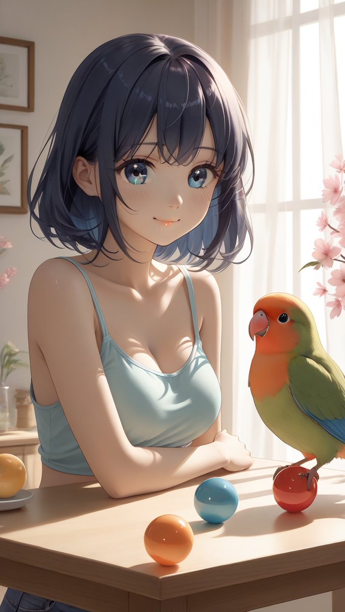 𝑔𝑜𝑜𝑑 𝑚𝑜𝑟𝑛𝑖𝑛𝑔 𓂃🌿𓈒𓏸
💚💕 朝のボールダンス 💕💚
「そんなところでバランス取れるの？」
「……ボクも混ぜてくれないかな？」
#AIart #animeart #AIillustration #AIgirls #AIイラスト #Lovebird #コザクランコ #LoveInDream