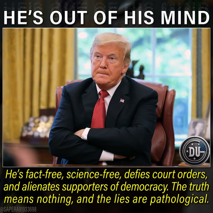 Trump is out of his fucking mind.  

If you watched him speak from the NATO summit, you saw it.

You are not based in reality if you didn't.

Every American should be concerned about Trump's mental health and dementia.

And don't forget he loves to hurt people.
#DemsUnited