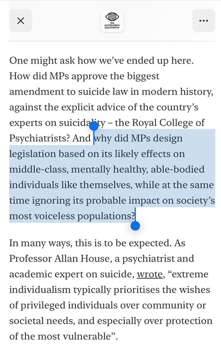 A sharp question, among many in this excellent piece on the assisted dying bill