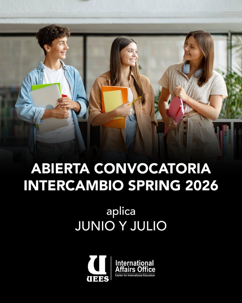 ¡Convocatoria Abierta! 📣

Intercambio Spring 2026 🇺🇸🇫🇷🇩🇪🇯🇵

¡Una oportunidad para estudiar en el extranjero, conocer nuevas culturas, crecer personal y profesionalmente! 📚🌍✈️

Aplica en:
🔗 uees.edu.ec/iao/movilidad/…

#IntercambioUEES #Spring2026 #UEESInternational