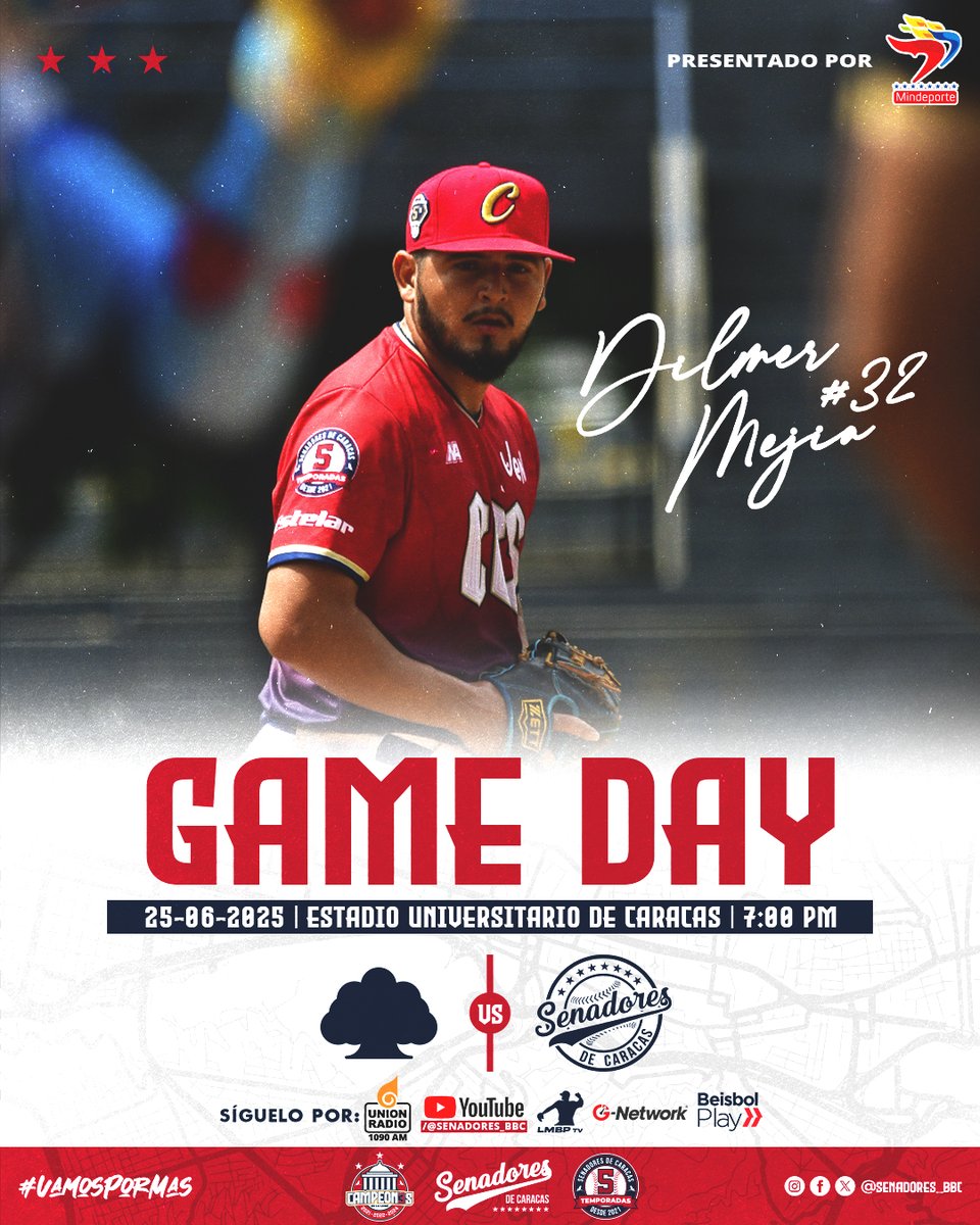 Senadores de Caracas 🏛 (@senadores_bbc) on Twitter photo ✅ ¡Segundo en casa contra Samanes! 💪🏼⚾️
Recuerda que esta semana la entrada para nuestros juegos es LIBRE 🙌🏼
📅: 25 de junio
🆚: <a href="/samanesbbc/">Samanes de Aragua</a>
📍: Caracas
🕓: 7:00 PM
#️⃣: #EsteEsMiEquipo 🏛️
📺: ❌
🔴: YouTube.com/@senadores_bbc / LMBP TV / <a href="/beisbolplay/">andres guijo</a>
📻: @unionradionet 1090 AM ✅ ¡Segundo en casa contra Samanes! 💪🏼⚾️
Recuerda que esta semana la entrada para nuestros juegos es LIBRE 🙌🏼
📅: 25 de junio
🆚: <a href="/samanesbbc/">Samanes de Aragua</a>
📍: Caracas
🕓: 7:00 PM
#️⃣: #EsteEsMiEquipo 🏛️
📺: ❌
🔴: YouTube.com/@senadores_bbc / LMBP TV / <a href="/beisbolplay/">andres guijo</a>
📻: @unionradionet 1090 AM