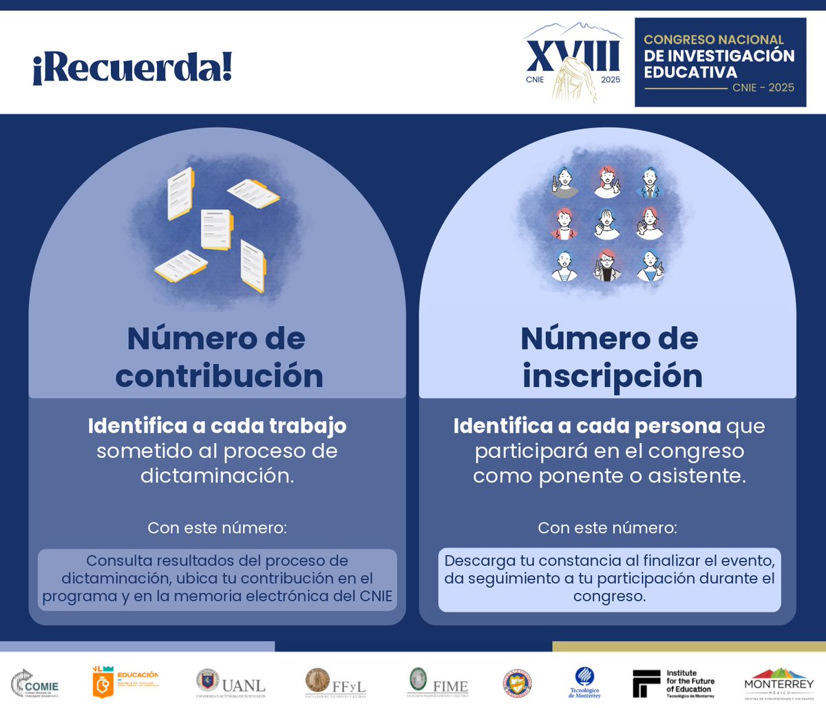 #XVIIICNIE | Se acerca la fecha de publicación de #resultados del proceso de dictaminación del #XVIIICNIE. 📢No olvides tener a la mano el número de contribución para hacer la consulta el próximo 9 de julio.
¡Esperamos saludarte en Monterrey! 
👉 cnie.mx