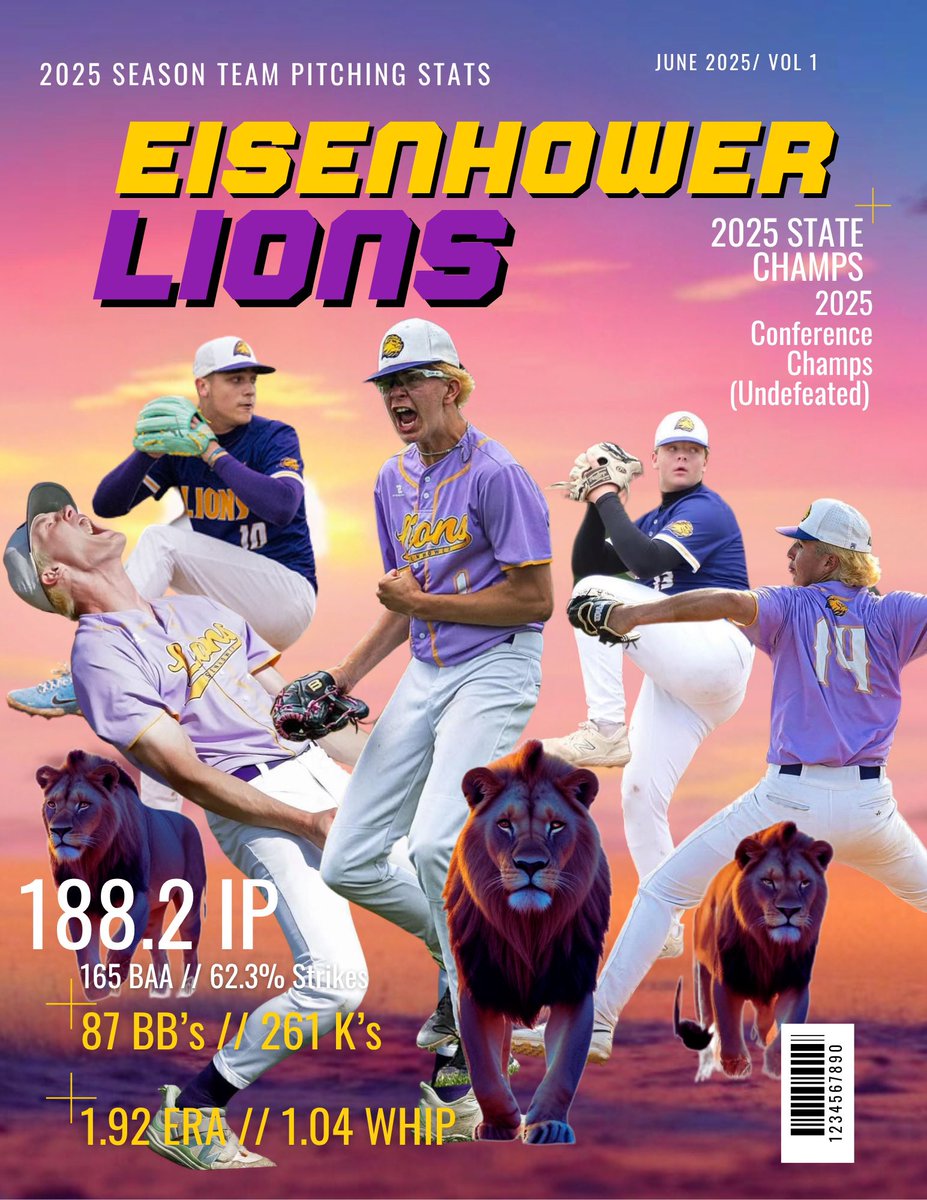 Special shout out to the Lions Pitching staff this season. They were lights out and shut the door all season.

IP: 188.2
Strike %: 63.2
K/BB: 261/87
ERA: 1.92
WHIP: 1.04
Undefeated Conference Champions
State Champions🏆💍