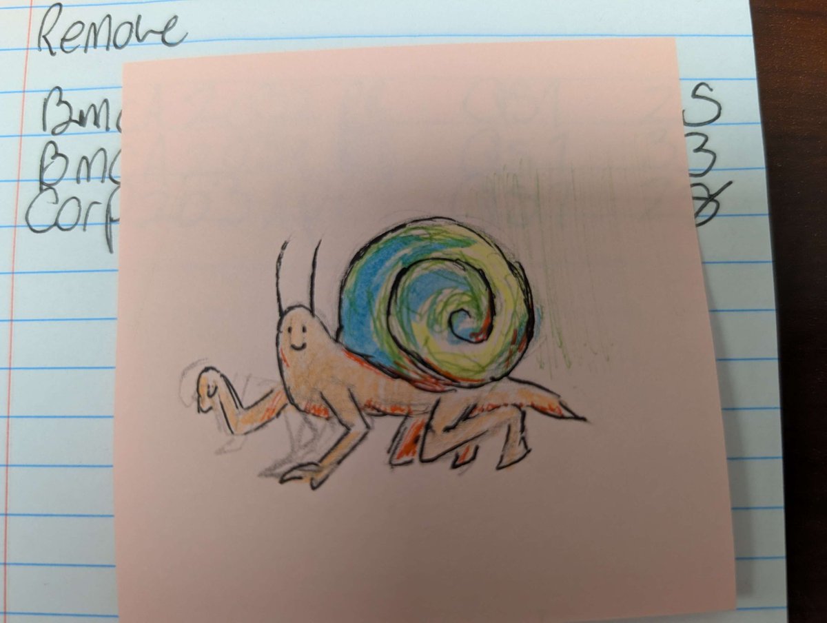 ArtBeeDraws's tweet photo. She drew a snail with arms and legs.....  sorry for not posting. Been super tired https://t.co/Q4yZm3KDLd