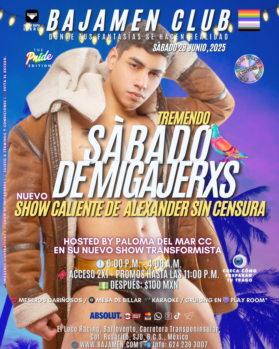 gaybajamx's tweet photo. 🔥 ¿Le sigues texteando? Mejor ven por nuevas migajitas 😈
Sábado 28 en #BajaMenClub
🍆 Alexander en show SIN CENSURA
🎟 2x1 antes de las 11PM
😈 PlayRoom solo VIP+
#Migajerxs #ShowDrag #CruisingGay https://t.co/KpKlueEJYj