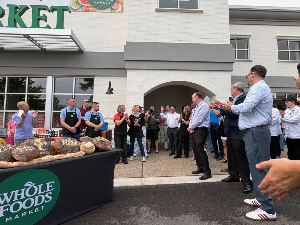 Excitement was in the air this morning as Whole Foods officially opened in St. Charles! Mayor Clint Hull, City Council members, &amp; staff joined the celebration — complete with a bread-breaking ceremony &amp; a line of eager customers wrapped around the building. Welcome, <a href="/WholeFoods/">Whole Foods Market</a>!