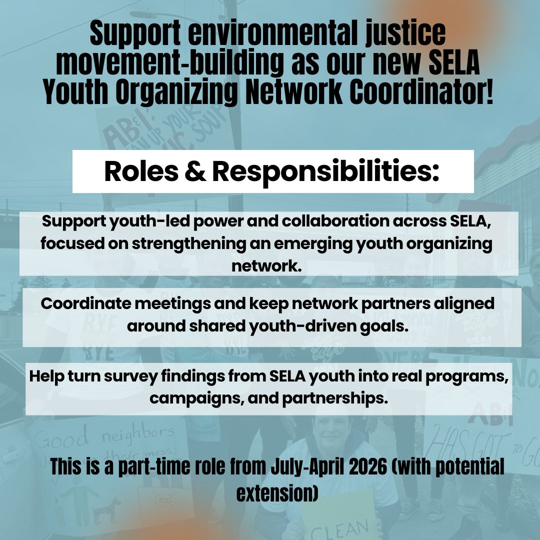 We are hiring for a Southeast Los Angeles Youth Organizing Network Coordinator to support CBE's environmental justice movement-building. *(App due July 13th)*

For more details, please visit cbecal.org/jobs

#SoutheastLosAngeles #SELA #LosAngeles  #EnvironmentalJustice
