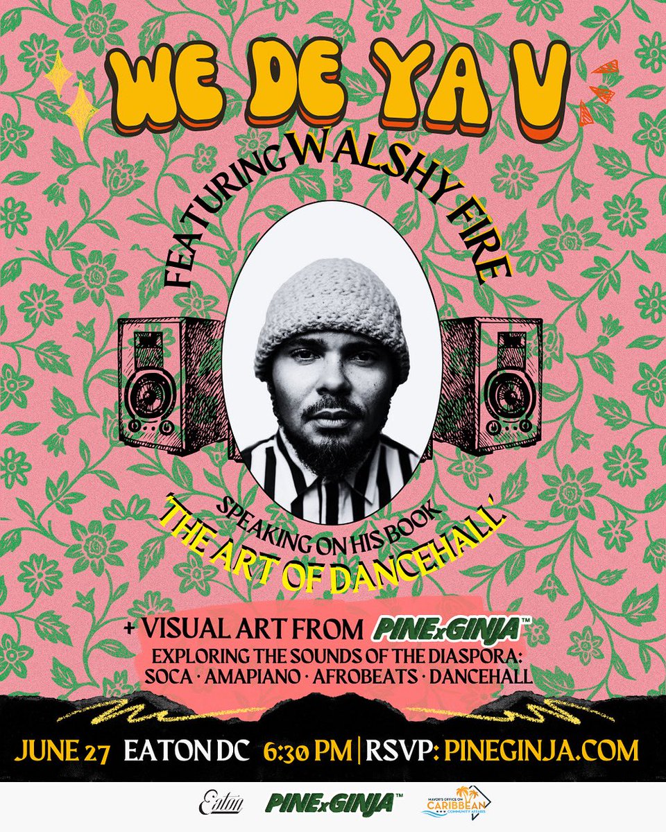 MOCCADC's tweet image. ✨ We De Ya V brings culture, convo & celebration 🎉
🕔 5PM: Public Meeting by Advisory Committee to Office on Caribbean Community Affairs
🕡 6:30PM: We De Ya kicks off
📍 Eaton Hotel DC | 1201 K St NW
🔥 Keynote by Walshy Fire
🎨 Art, 🎶 Diasporic beats, 💃🏾 One Pulse party!